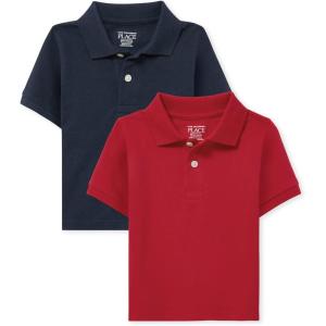 imageThe Childrens Place Baby Boys Short Sleeve Pique PoloNauticoClassic Red 2pack