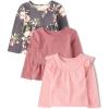 imageThe Childrens Place Baby Toddler Girls Long Sleeve Fashion Top MultisGray FloralRosePink 3pack