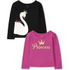 imageThe Childrens Place Baby Toddler Girls Long Sleeve Fashion Top MultisPrincessSwan 2pack