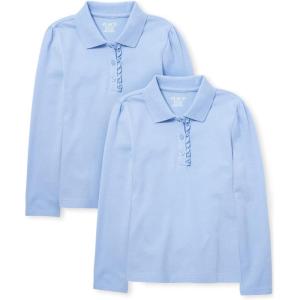imageThe Childrens Place Girls Multipack Long Sleeve Ruffle Pique PolosDaybreak 2pack