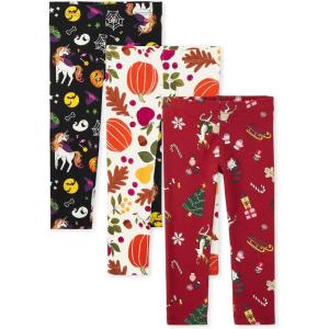 imageThe Childrens Place baby girls LeggingsSpooky DoodleHarvest PumpkinChristmas Cheer 3pack