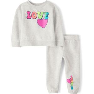imageThe Childrens Place Baby Girls Long Sleeve Active Shirt and Pant 2 Piece OutfitLove