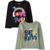 imageThe Childrens Place Baby Girls Cow Girl Graphic Long Sleeve Tee 2 PackBe KindI Love You 2pack