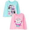 imageThe Childrens Place Baby Girls and Toddler Animal Long Sleeve Graphic TShirtsmultipacksPenguinsCupcake Bear 2pack
