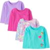 imageThe Childrens Place Baby Girls and Toddler Long Sleeve Ruffle TopBlueTie DyePinkPurple 4pack
