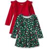 imageThe Childrens Place Baby Toddler Girls Long Sleeve Fashion Skater DressesCandyRed 2pack
