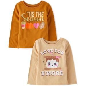 imageThe Childrens Place Baby Girls Be Kind Long Sleeve Graphic T ShirtTis the SeasonCamp Smore 2pack