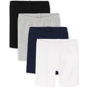 imageThe Childrens Place Baby Girls and Toddler Solid Bike ShortsBlackHeather GrayTidalWhite 4pack