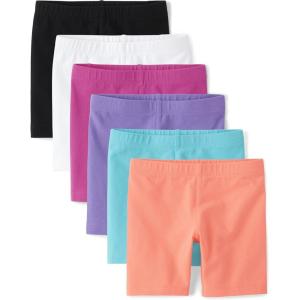 imageThe Childrens Place Baby Girls and Toddler Solid Bike ShortsPinkPurpleBlack Multi 6pack