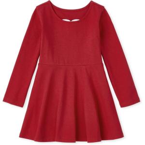 imageThe Childrens Place Baby Toddler Girls Long Sleeve Fashion Skater DressesClassic Red