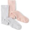 imageThe Childrens Place Baby Girls Cable Knit TightsGrayPink 2pack
