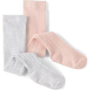 imageThe Childrens Place Baby Girls Cable Knit TightsGrayPink 2pack