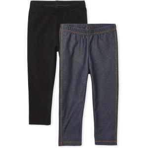 imageThe Childrens Place Baby Girls Leggings 2 PackBlackTrue Indigo 2pack