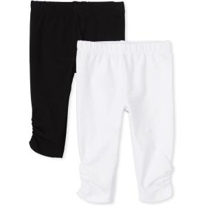imageThe Childrens Place Baby Girls Leggings 2 PackWhiteBlack 2 Pack