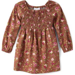 imageThe Childrens Place Baby Girls Long Sleeve Everyday Casual DressPecan Pie Smocked