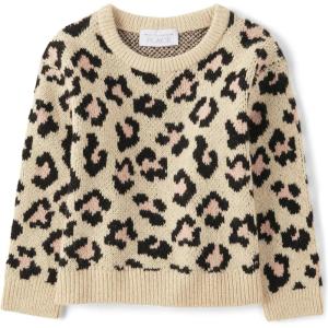 imageThe Childrens Place Baby Girls and Toddler Pullover Crew Neck SweaterStrawberry Leopard