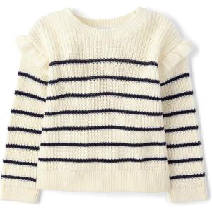 imageThe Childrens Place Baby Girls and Toddler Pullover Crew Neck SweaterWhite Daisy Ruffle