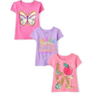 imageThe Childrens Place Baby Girls and Toddler School Days Short Sleeve Graphic TShirtsmultipacksSchool LovePreschoolButterfly 3pack