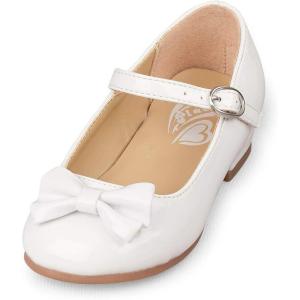 imageThe Childrens Place Girls Kayla Velvet Flat Shoe ShoeWhite Bow