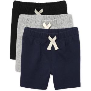 imageThe ChildrenS Place Boys French Terry Casual ShortsBlackSmoke GrayNew Navy 3 Pack