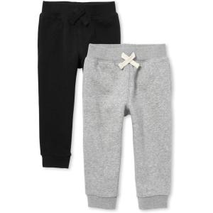 imageThe Childrens Place Baby Boys Active Fleece Jogger Pants 2 PackBlackSmoke Gray 2 Pack