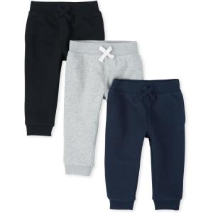 imageThe Childrens Place Baby Boys Active Fleece Jogger Pants 2 PackBlackSmoke GrayNew Navy 3pack