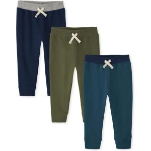 imageThe Childrens Place Baby Boys Active Fleece Jogger Pants 2 PackBlueGreenTeal 3 Pack