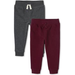 imageThe Childrens Place Baby Boys Active Fleece Jogger Pants 2 PackRedwodObsidian 2pack