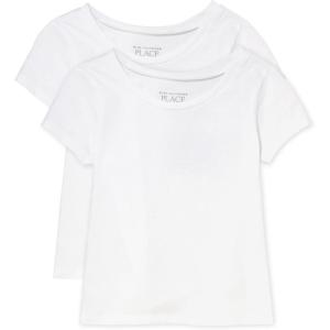 imageThe Childrens Place Baby Girls Basic Layering Short Sleeve TeeWhite 2pack