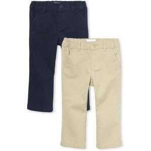 imageThe Childrens Place Baby Girls Uniform Stretch Bootcut Chino PantsSandyTidal 2pack