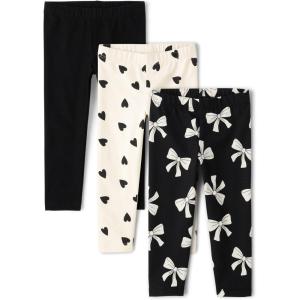 imageThe Childrens Place Baby Girls and Toddler Assorted Everyday Pull on LeggingsBowsBlackHearts 3pack