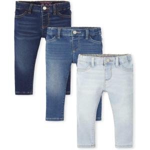 imageThe Childrens Place Baby Girls and Toddler SuperSoft Stretch Denim JeggingsBrooke Wash  Ice Wash  Reflection Blue Wash 3 Pack