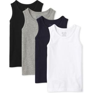 imageThe Childrens Place Baby Toddler Boys Mix and Match Tank TopBlackNew NavySmokeWhite 4pack