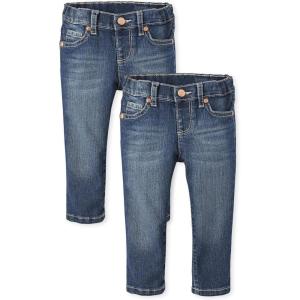 imageThe Childrens Place Baby and Toddler Girls Basic Skinny Jeans MultipackBlues Wash 2pack