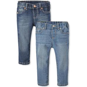 imageThe Childrens Place Baby and Toddler Girls Basic Skinny Jeans MultipackBlues WashTrue Indigo Wash 2pack