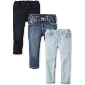 imageThe Childrens Place Baby and Toddler Girls Basic Skinny Jeans MultipackDark Indigo WashBlues WashSky Wash 3pack
