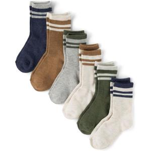 imageThe Childrens Place Boys Crew Socks Variety PackStripe 6pack
