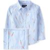 imageThe Childrens Place Baby Boys and Toddler Poplin Long Sleeve Button Down ShirtBlue Carrot Print