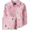 imageThe Childrens Place Baby Boys and Toddler Poplin Long Sleeve Button Down ShirtRed Tree Stripe