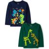 imageThe Childrens Place Baby Boys and Toddler Dino Long Sleeve Graphic TShirtsmultipacksGreen DinosDino Band 2pack