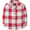 imageThe Childrens Place Baby Boys and Toddler Long Sleeve Plaid Flannel Button Up ShirtRed Cane Plaid