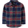 imageThe Childrens Place Baby Boys and Toddler Poplin Long Sleeve Button Down ShirtRedBlue Plaid