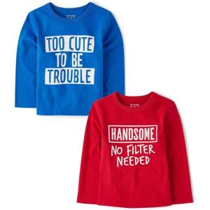 imageThe Childrens Place Baby Boys and Toddler Assorted Everyday Long Sleeve Graphic TShirtsmultipacksHandsomeTrouble 2pack