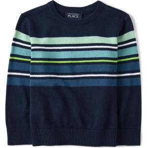 imageThe Childrens Place Baby Boys and Toddler Crew Neck Pullover SweaterNavy Green Stripe