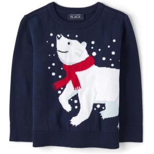 imageThe Childrens Place Baby Boys and Toddler Crew Neck Pullover SweaterNavy Polar Bear