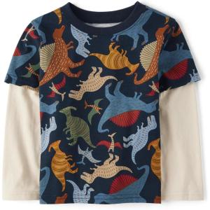 imageThe Childrens Place Baby Boys and Toddler Layered Long Sleeve TShirtDino