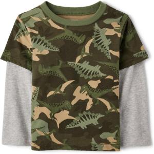 imageThe Childrens Place Baby Boys and Toddler Layered Long Sleeve TShirtGreen Camo
