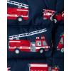 imageThe Childrens Place Baby and Toddler Boys Medium Weight WindResistant WaterResistant Puffer JacketBlue Firetrucks