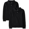 imageThe Childrens Place Boys Uniform Long Sleeve Pique PoloBlack 2pack