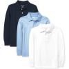 imageThe Childrens Place Boys Uniform Long Sleeve Pique PoloNauticoBrookWhite 3pack